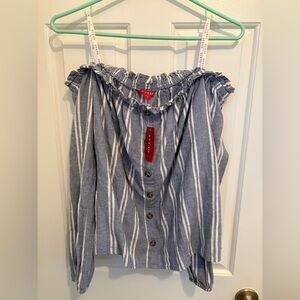 NWT GUESS Blue Striped Women's Top